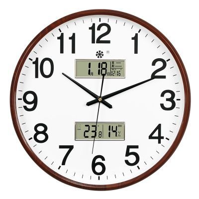 七王星客厅大挂钟带日历温度创意时钟万年历静音电子壁挂石英钟表