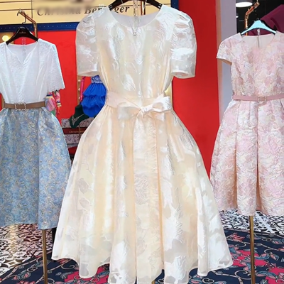 公主裙法式高级2024夏季新款设计感小众泡泡袖气质名媛韩版连