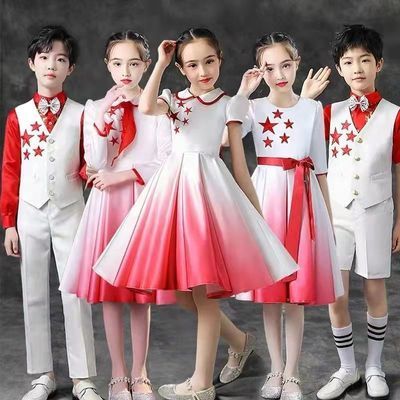 六一儿童合唱演出服中小学生合唱团红星闪闪诗歌朗诵红领巾表演服