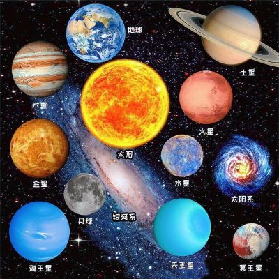 太阳系八大行星水晶磁性冰箱贴宇宙太空探索星球模型地球教具礼物