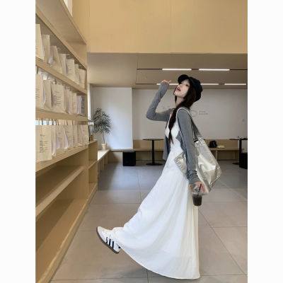 法式超仙白色慵懒半身裙春季新款设计高腰气质收腰显瘦垂感长裙