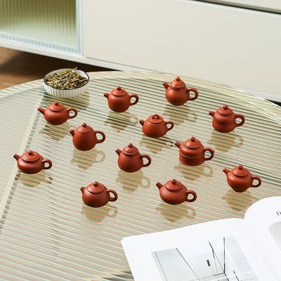 国风迷你小茶壶套装茶饮装饰加干冰冒烟小茶壶茶宠摆件配杯子茶盘