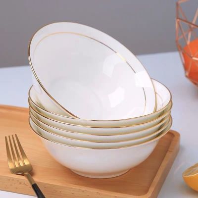 碗家用欧式金边陶瓷6英寸碗米饭碗盛菜碗面碗汤粉碗敞口汤碗汤盆