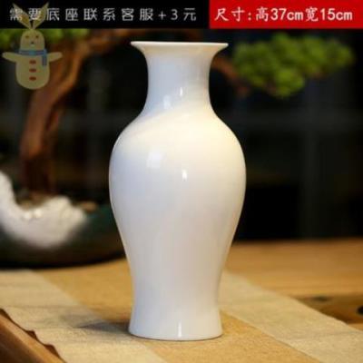 汉白玉花瓶陶瓷小花瓶茶艺桌面纯白瓷瓶新中式客厅装饰品玄关摆设