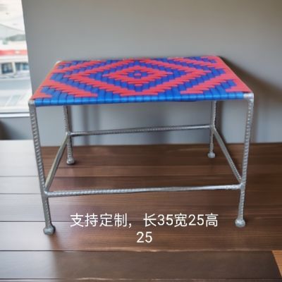 藤铁工艺品矮凳耐用塑料结实简便藤条凳子铁艺手工椅子编织方形