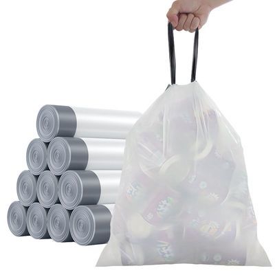e洁自动收口垃圾袋抽绳式加厚到1.0丝家用45x50cm白色家手提式袋
