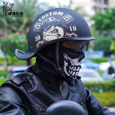 3C电动摩托车头盔复古半盔男瓢盔机车翘盔夏季透气电动电瓶安全帽