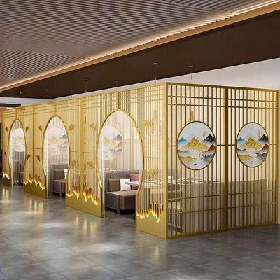 铁艺花格屏风月亮门新中式餐厅茶楼隔断卡座包间拱门美容院装饰