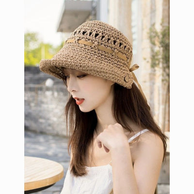 草帽沙滩韩版折叠小清新洋气遮阳防晒时尚夏天一体假发帽