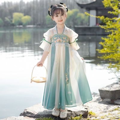 新款2023夏季连衣裙超仙汉服儿童中国女童古装薄款古风裙子