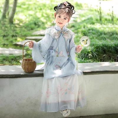 女童新中式2024新款儿童汉服裙中国风超仙云肩套装小女孩古风套装