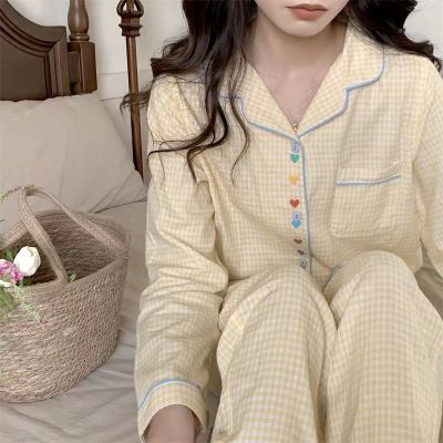 韩国睡衣女秋冬 网红长袖开衫休闲可外穿家居服套装