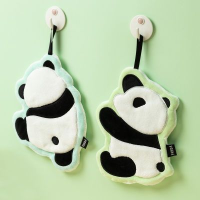 大熊猫动物园擦手巾可爱卡通吸水珊瑚绒毛巾厨房抹布三层加厚手帕