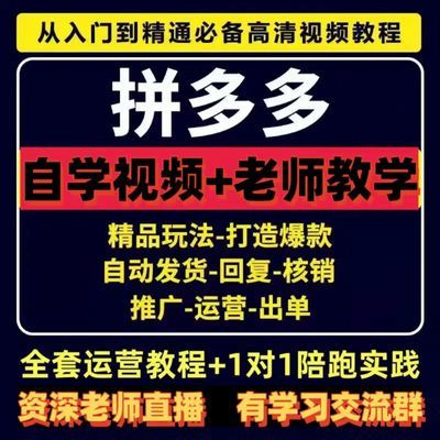 【新人立减】多多虚拟运营教程新手入门开店2024新课程开店教程