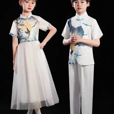 六一儿童古筝演出服小学生朗诵大合唱团表演服男女中国风国学汉服