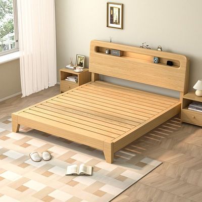 床实木床现代简约1.5米家用双人床出租房用1.2米经济储物型单人床