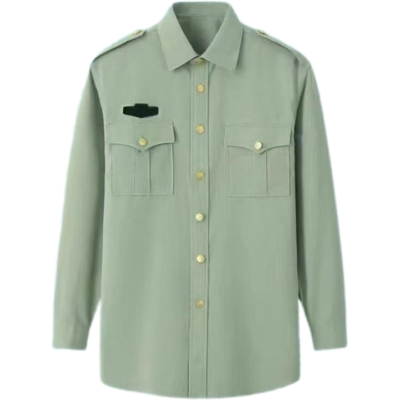 八九新长袖衬衣夏天军绿色衬衫下长衬衣速干耐磨金属扣工装劳保服