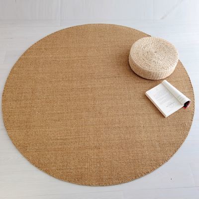 圆形剑麻地毯客厅纯色手工编织卧室家用日式北欧床边简约地垫定制