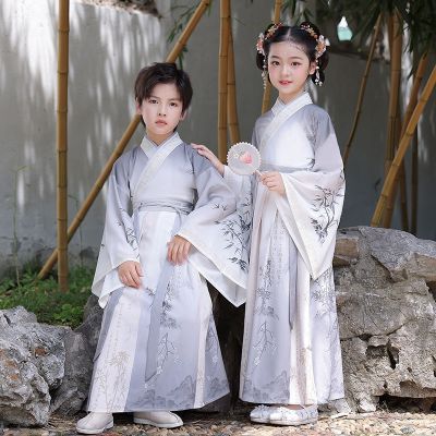 汉服女童男童小学生国学新款古装中国书童三字经儿童演出服