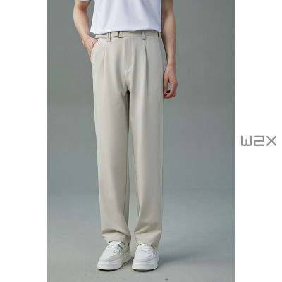 W2X夏季薄款青年休闲裤男成熟稳重休闲西装裤垂坠感直筒宽松长