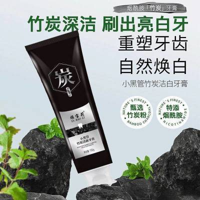 雅宝莉竹炭小黑管牙膏净白牙齿改善口气异味天然植萃精华清洁口腔