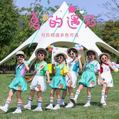 夏季六一儿童背带裤演出服啦啦队运动会幼儿园舞蹈可爱动物表演服