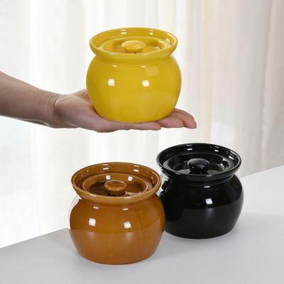 陶瓷瓦罐炖罐隔水炖一人份小炖盅光面带盖可叠层汤罐蒸蛋碗餐具