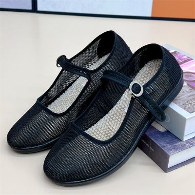 夏季新款老北京布鞋软底透气黑色网面工作鞋舒适轻便女单鞋妈妈鞋