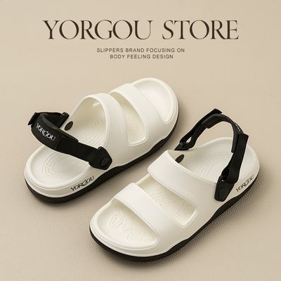 女士凉鞋夏季室外穿厚底防滑舒适休闲运动带跟凉拖鞋新款沙滩鞋女