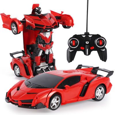 充电一键变形遥控汽车 儿童礼物金刚机器人赛车模型玩具 抖音同款