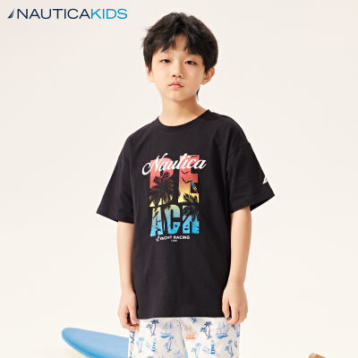 百亿补贴：NAUTICA夏季男童短袖印花logo宽松百搭T恤 96元