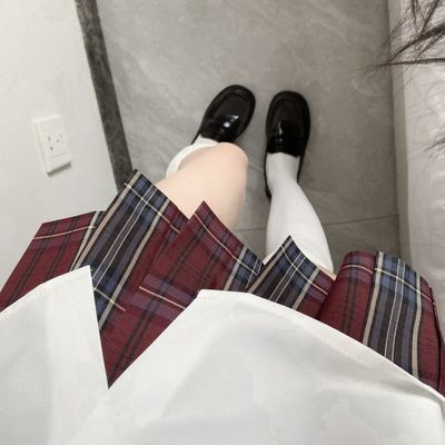 赤堇/本治高等原创校供感红色JK制服格裙低饱和jk裙a字裙半身裙女