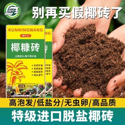 高泡发椰砖营养土压缩椰糠脱盐种菜养花通用型土壤种植大块椰糠土