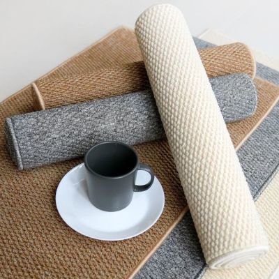 【限时抢】客厅卧室床边飘窗日式加厚简约素色编织桌垫定制地毯