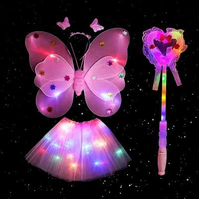 天使蝴蝶翅膀女童发光背饰儿童仙女棒仙子道具玩具魔法棒公主女孩