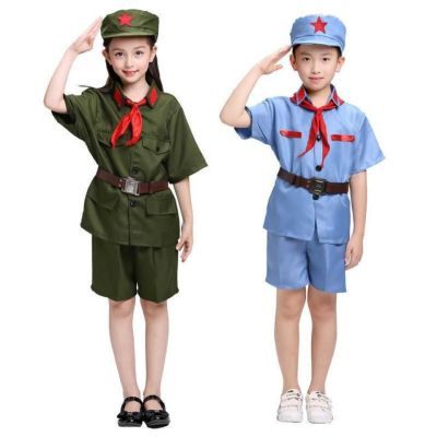 儿童红军演出服八路衣服新四军全套红色演出服中国红抖音服装