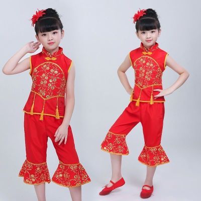 六一新款儿童演出服喜庆开门红民族幼儿手绢舞蹈表演服装女秧歌服