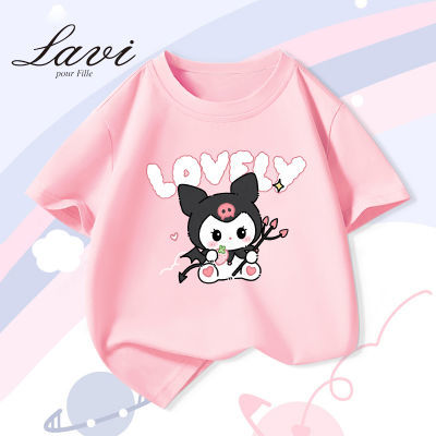 LAVL女童t恤韩版时髦学院风儿童上衣2024新款纯棉中小童短袖薄款