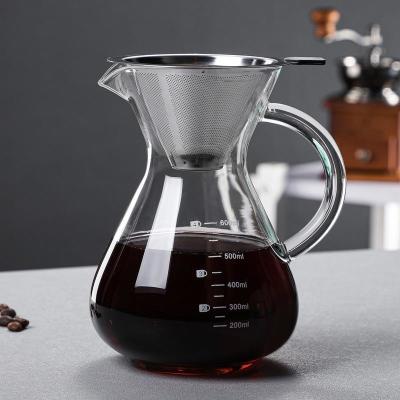 现货带把咖啡壶玻璃咖啡壶手冲咖啡壶带刻度壶分享壶摩卡壶过滤杯