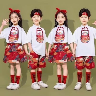 六一儿童表演啦啦队女童小学生中国汉服合唱班服幼儿园服装演出服