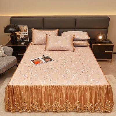 可机洗冰丝床裙凉席三件套1.2m夏季可水洗床罩席子1.8m2m空调软席