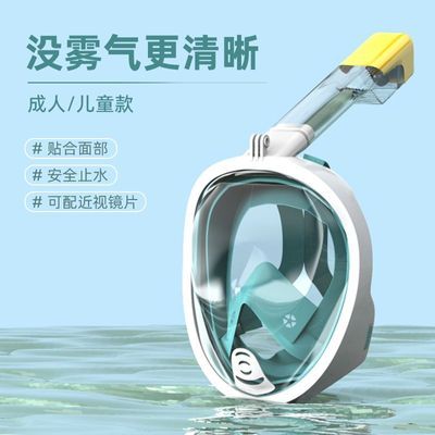浮潜儿童成人三宝防雾潜水镜装备面镜呼吸全脸呼吸器干式游泳面罩