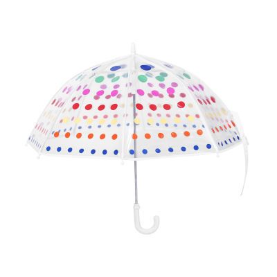 新款ins北欧风格透明彩色圆点儿童雨伞七彩圆点雨伞超轻