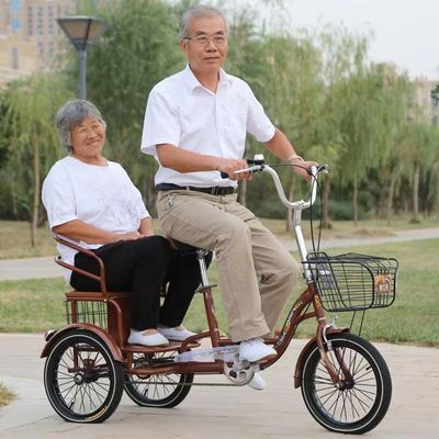 雅士弟老人脚踏三轮车人力自行车脚蹬老年代步三轮车轻便小型单车