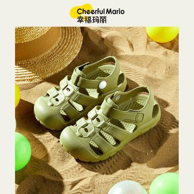 幸福玛丽儿童凉鞋夏季室外沙滩鞋男孩中大童女简约凉鞋6-12岁