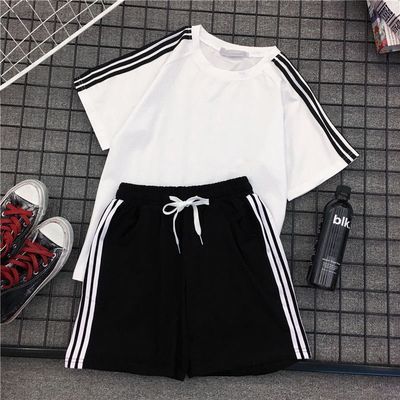买一送一学生田径运动员体育运动服套装夏季短袖情侣休闲班服男女
