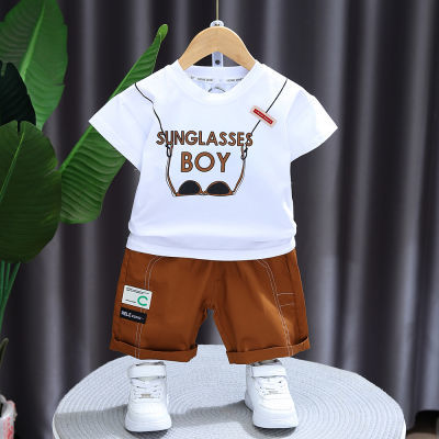 儿童套装T恤男童夏季2024年新款宝宝帅气休闲短袖短裤两件套
