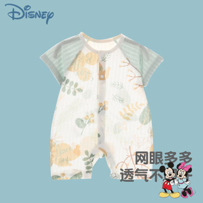 迪士尼Disney夏季婴儿衣服短袖连体衣薄款男女宝宝哈衣爬服