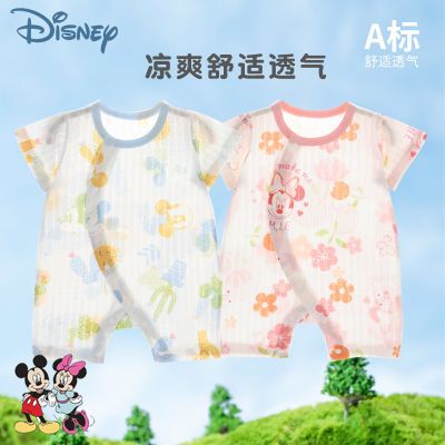 迪士尼Disney婴儿短袖连体衣薄款婴幼儿衣服男女宝宝睡衣夏