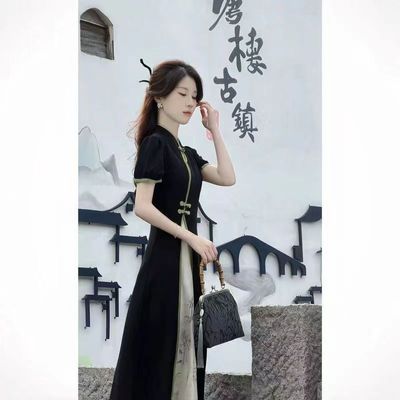 2024夏季新款时尚精致新中式中国风旗袍显瘦连衣裙气质修身裙子